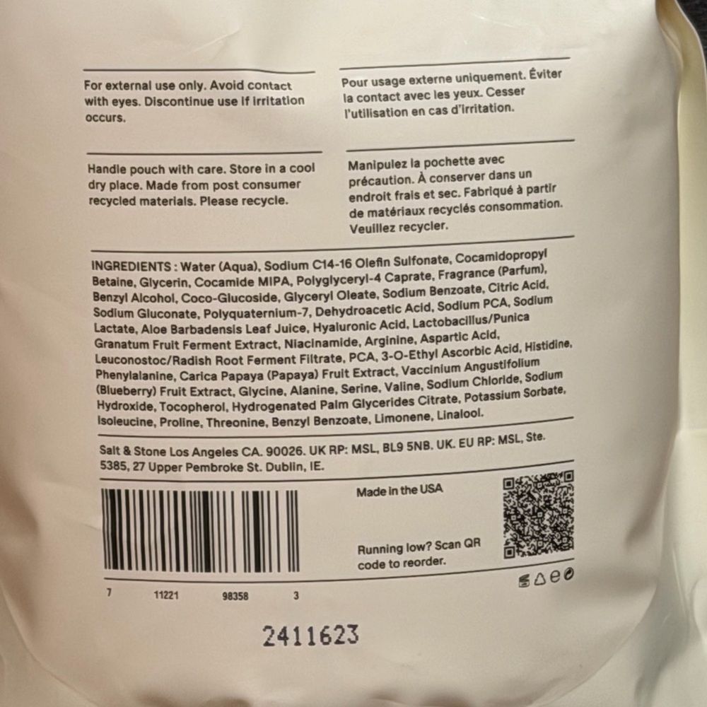 Salt & Stone Bergamot & Hinoki Body Wash Refill 32oz/946mL. New! - Picture 6 of 11
